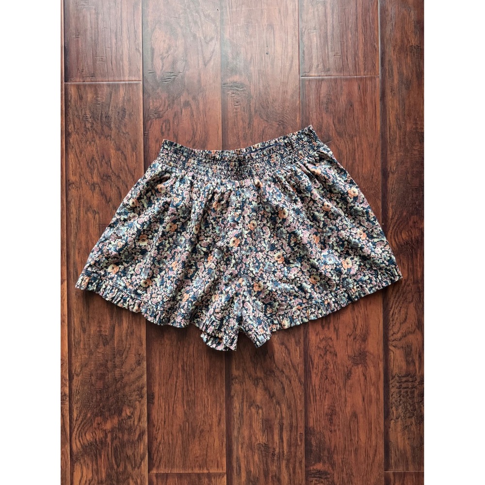 The GREAT Sleep Shorts Floral Size 2 Med Smocked Waist Ruffle Leg Luxury Lounge